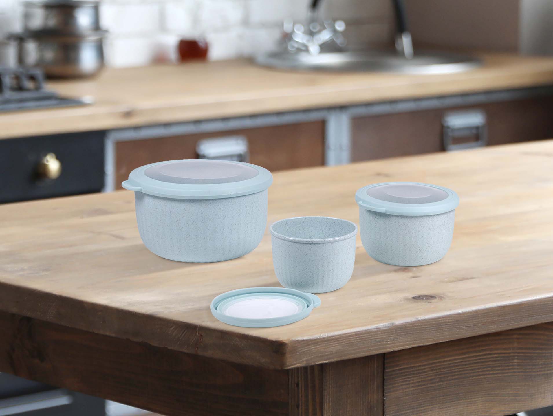 Jobar - Nesting Bowl with Lid (Teal) (3 Pack)