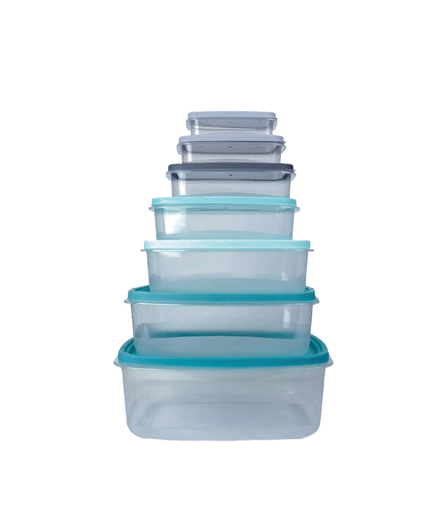 Kitchen Theory - 7 Piece Rectangular Nested Container Set (Blue)