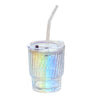 Beachly - Boho Stripes Iridescent Glass w/ Straw - Multi