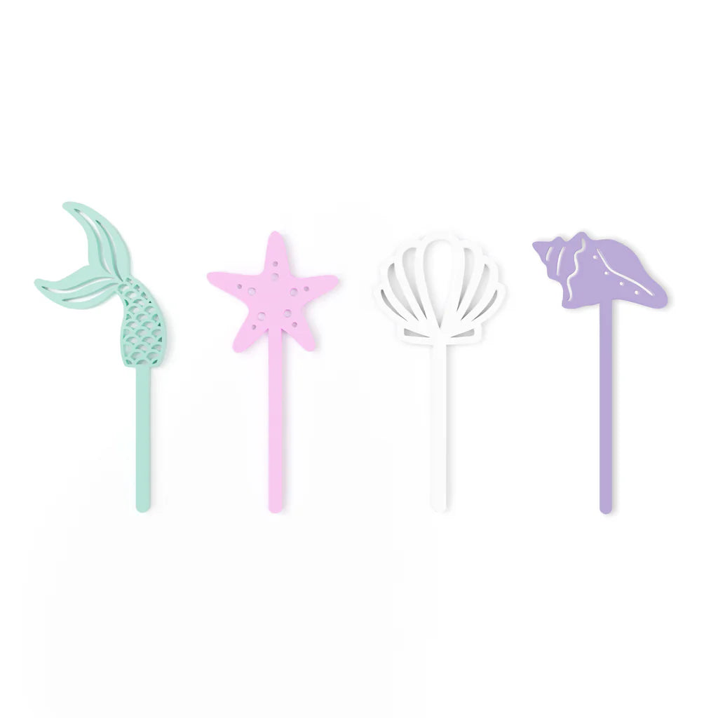 The Cotton & Canvas Company - Mermaid Acrylic Cupcake Toppers, Pack of 12 (Add-On)