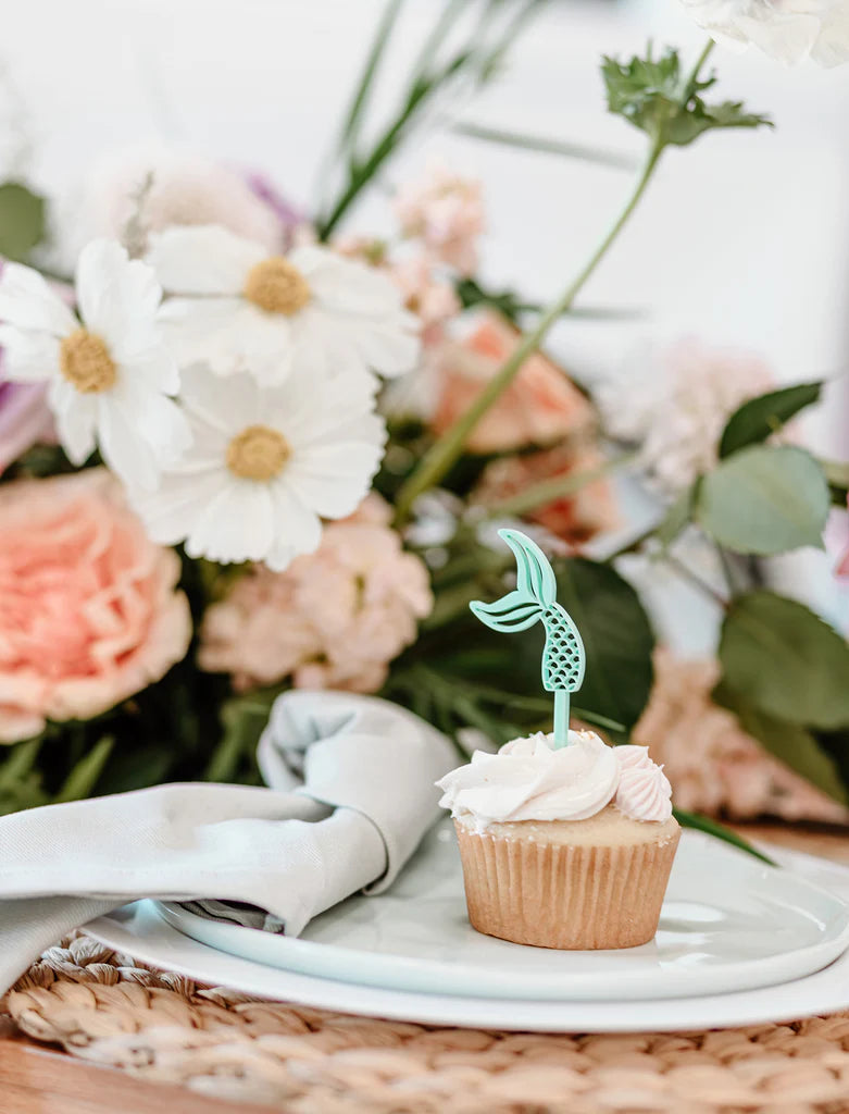 The Cotton & Canvas Company - Mermaid Acrylic Cupcake Toppers, Pack of 12 (Add-On)