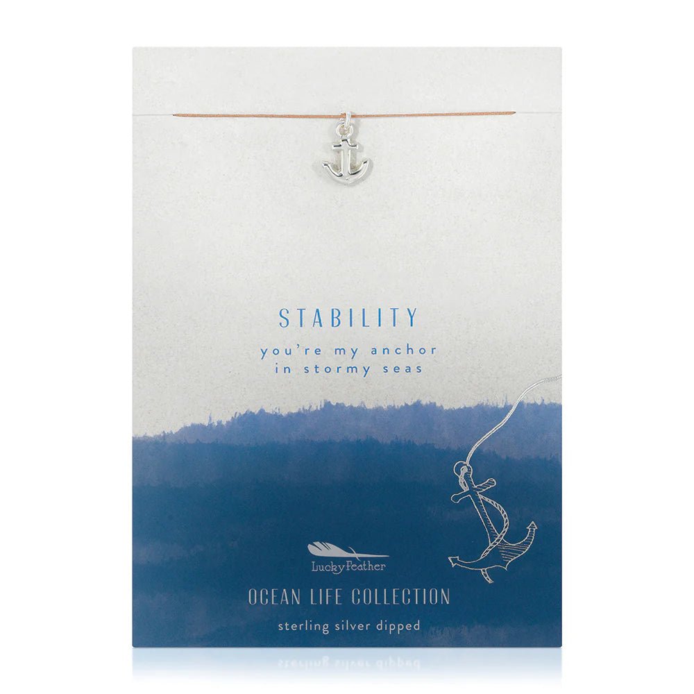Lucky Feather - Ocean Life Necklace - Anchor - Silver