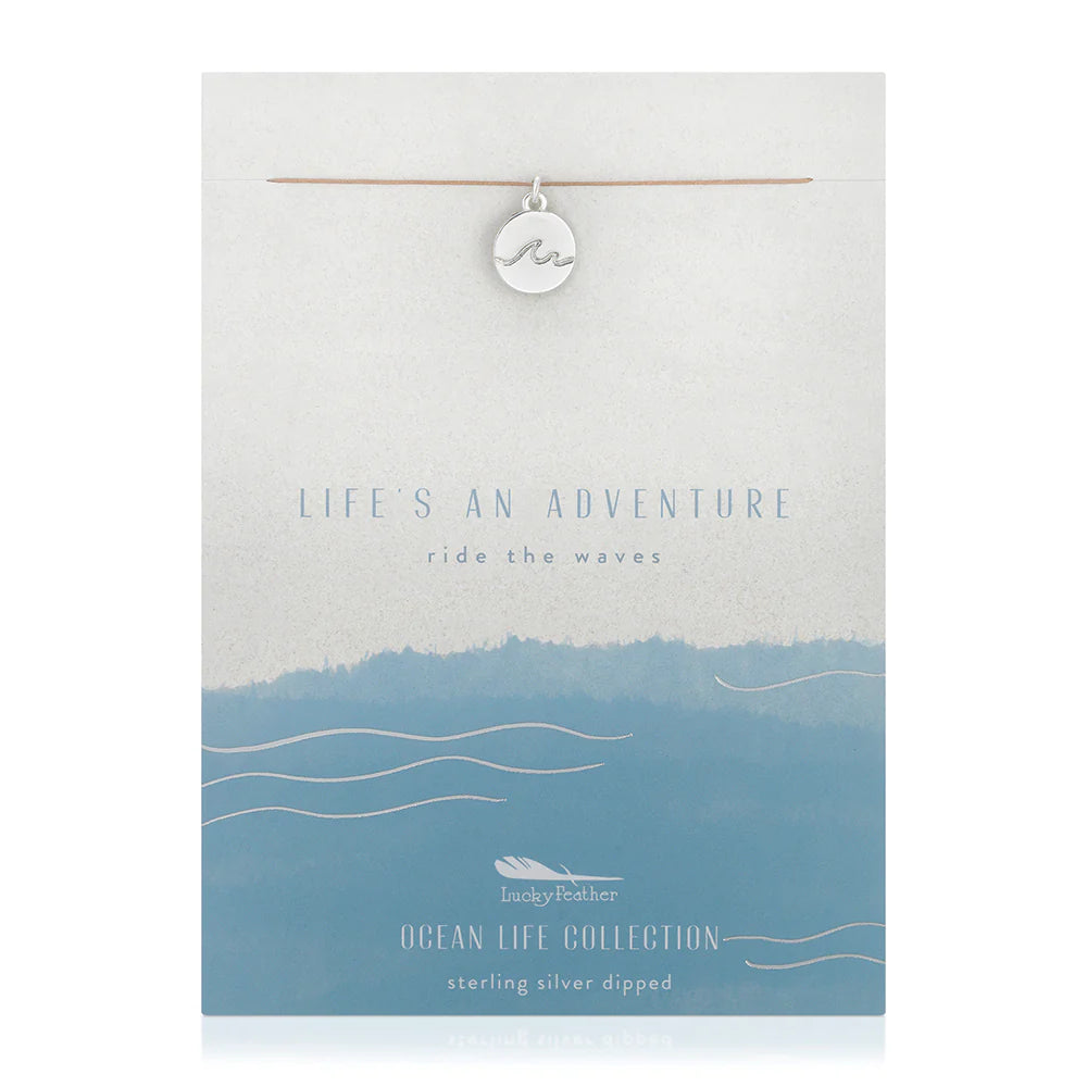 Lucky Feather - Ocean Life Necklace - Waves - Silver