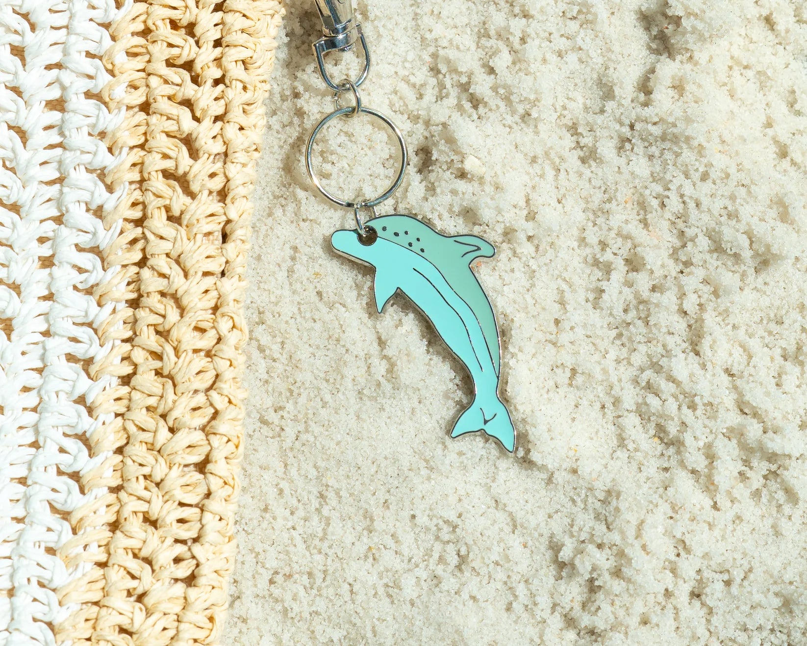 Lucky Feather - Ocean Life Keychain - Silver - Dolphin