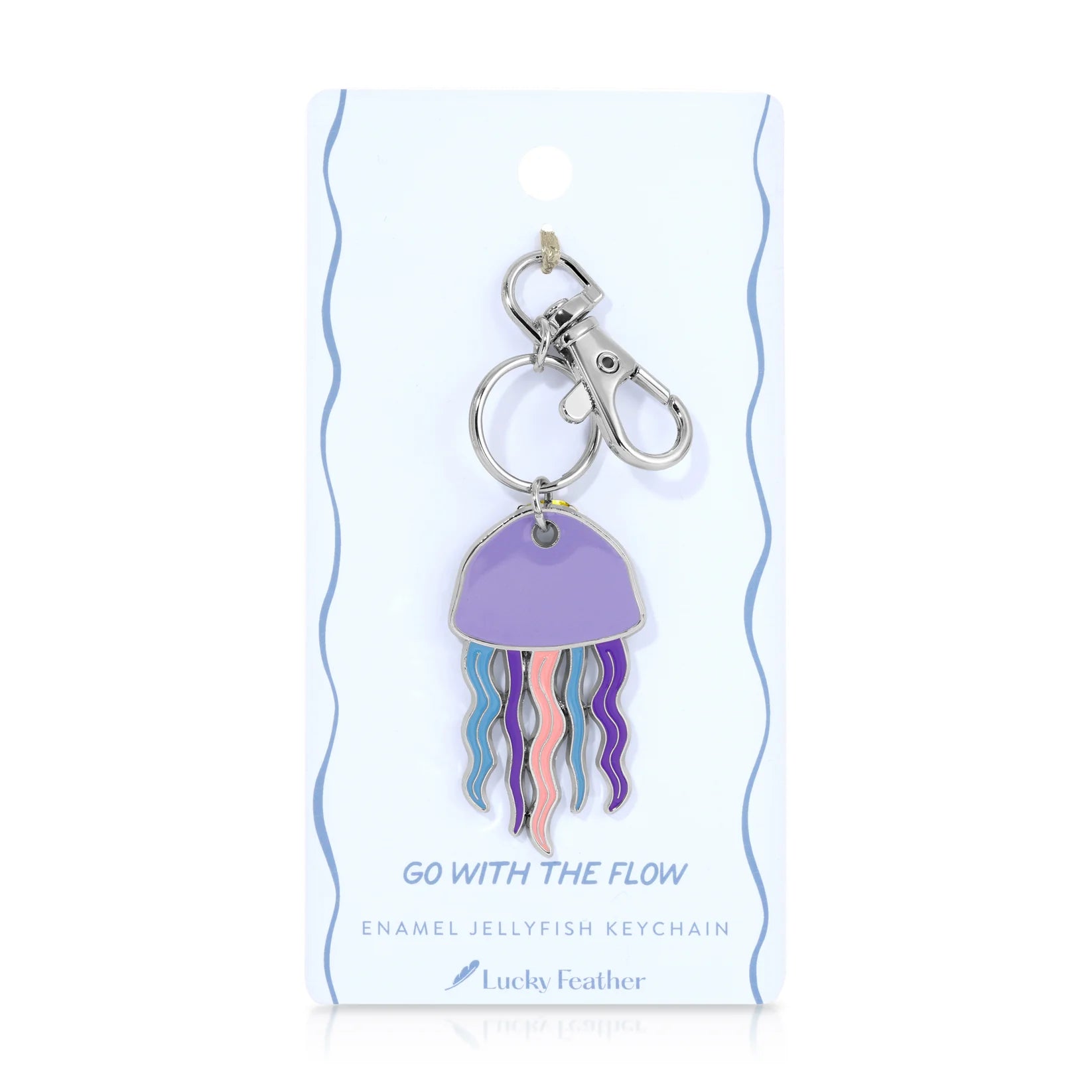 Lucky Feather - Ocean Life Keychain - Silver - Jellyfish