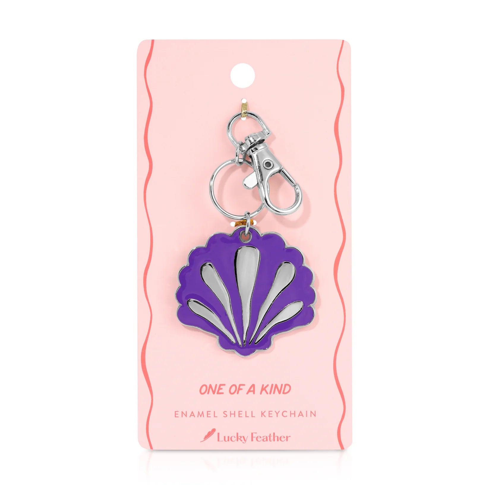Lucky Feather - Ocean Life Keychain - Silver - Scallop Shell