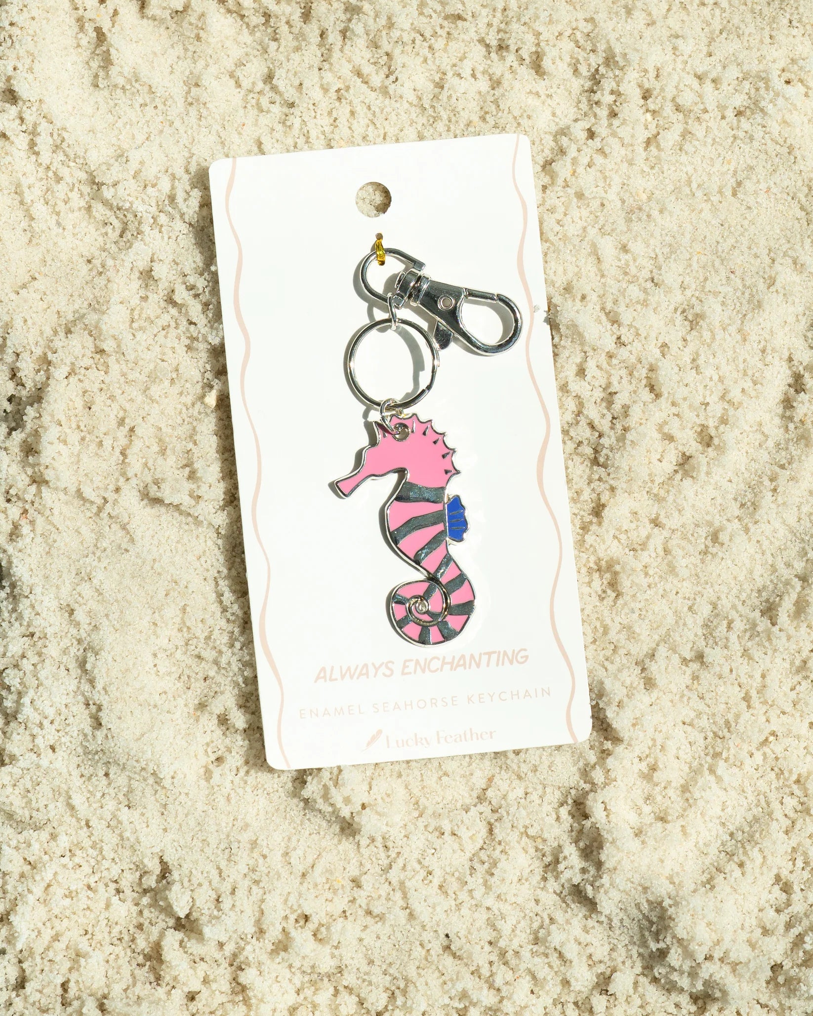 Lucky Feather - Ocean Life Keychain - Silver - Seahorse