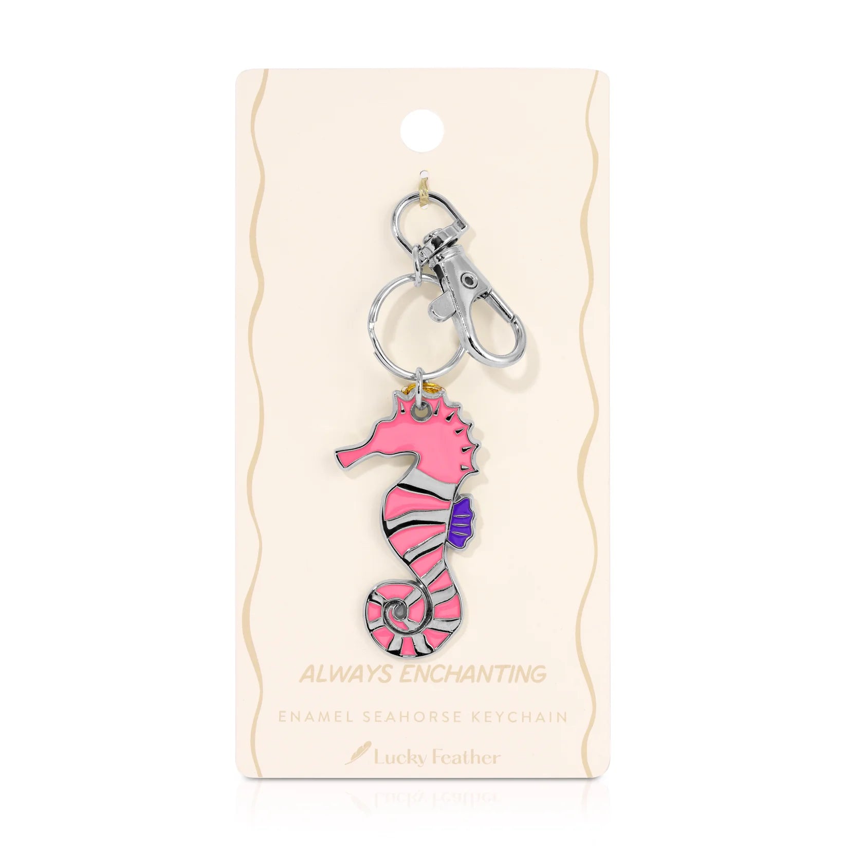 Lucky Feather - Ocean Life Keychain - Silver - Seahorse