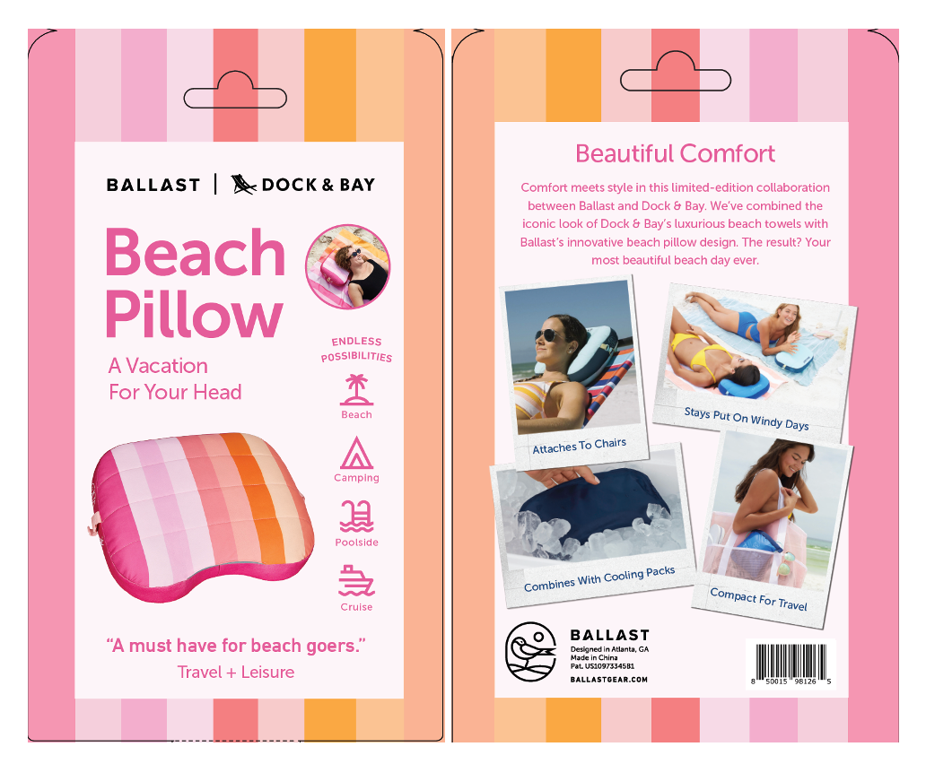 Ballast x Dock & Bay - Beach Pillow - Pink (Add-On)