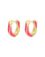 Luv AJ - Pave Cuban Link Hoops - Hot Pink/Gold