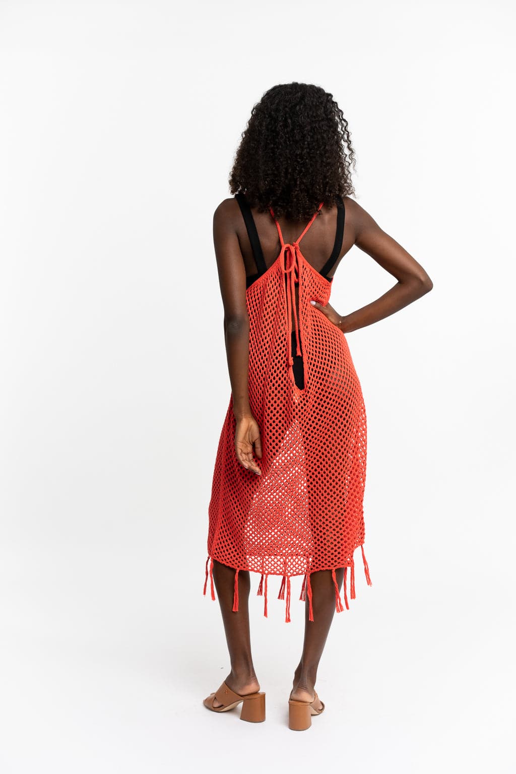 Gyal Bashy - Recycled Polyester Bambarra Crochet Coverup With Tassels - Punch (Add-On)