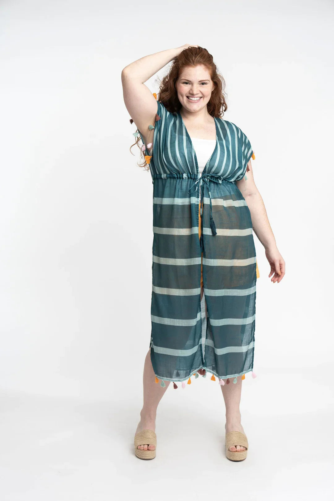 Gyal Bashy - Luana Recycled Polyester Striped Maxi Cover Up With Tassels