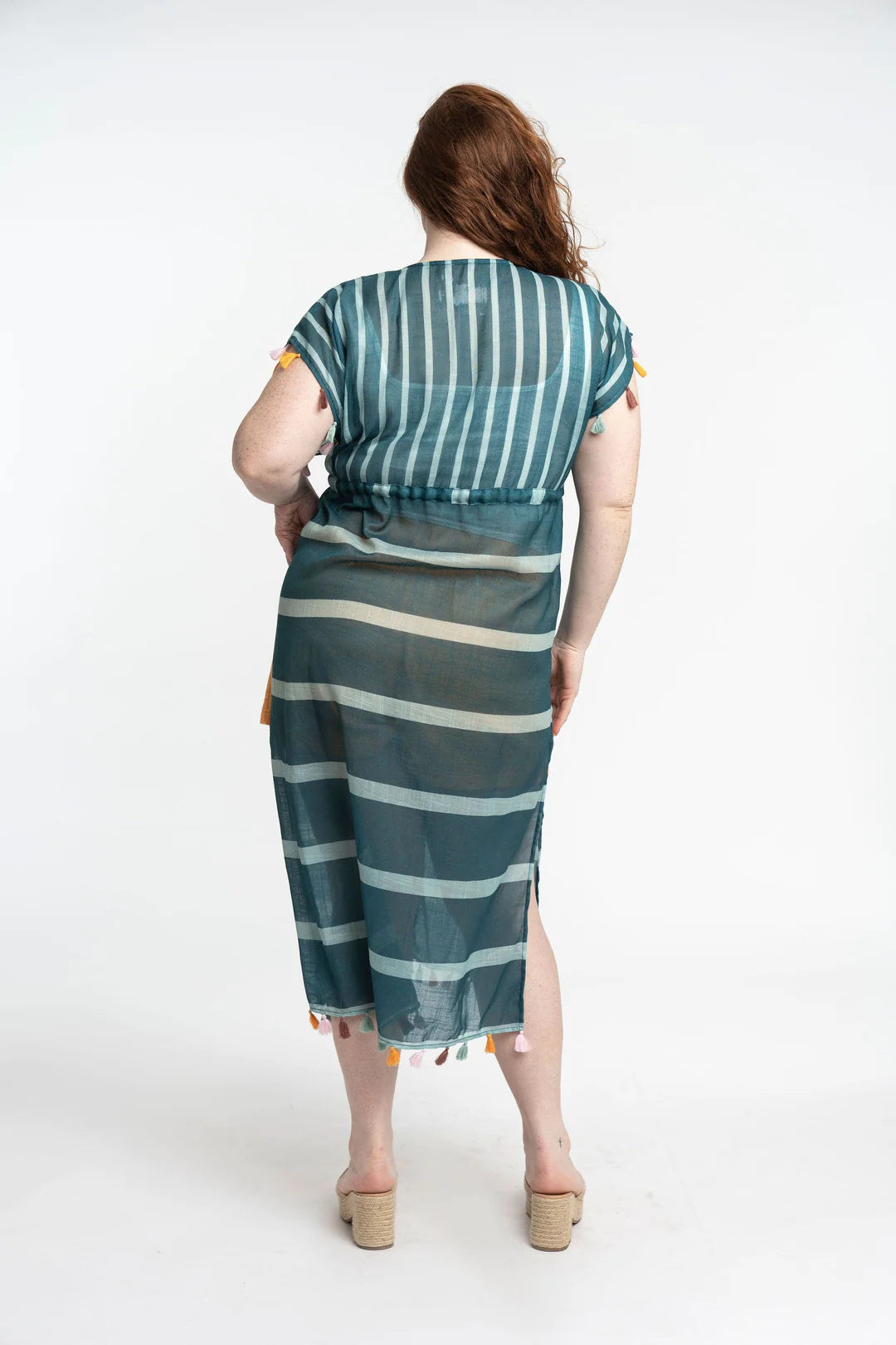 Gyal Bashy - Luana Recycled Polyester Striped Maxi Cover Up With Tassels (Add-On)