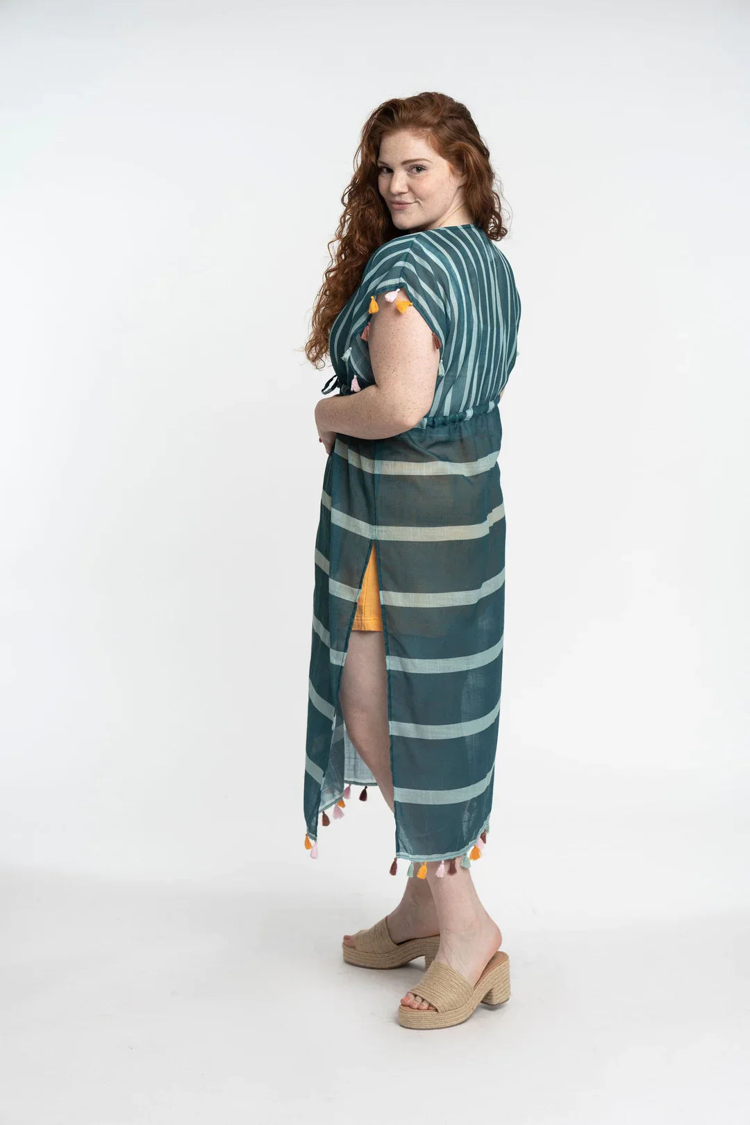 Gyal Bashy - Luana Recycled Polyester Striped Maxi Cover Up With Tassels