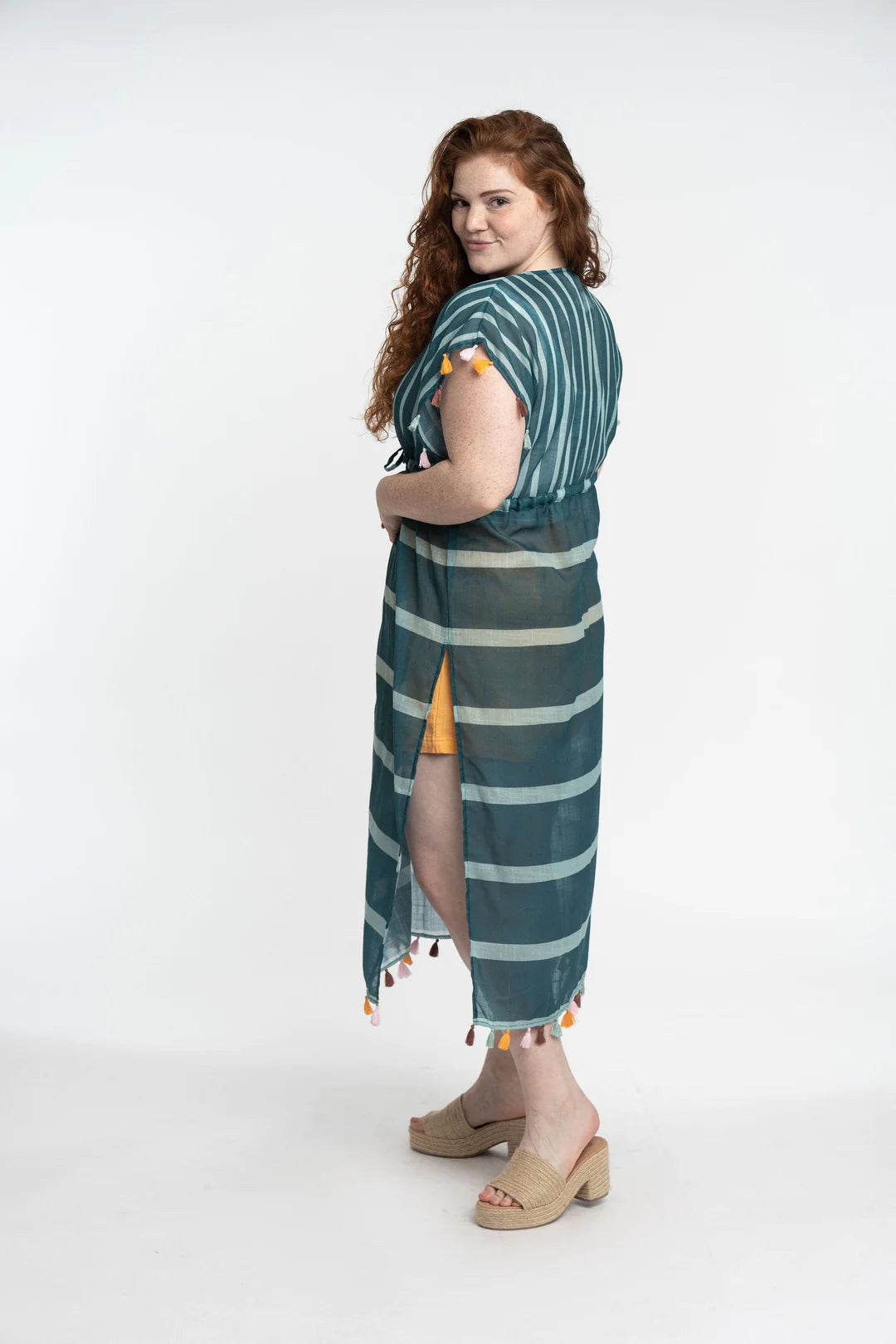 Gyal Bashy - Luana Recycled Polyester Striped Maxi Cover Up With Tassels (Add-On)