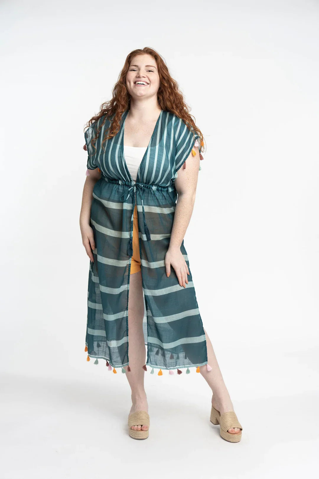 Gyal Bashy - Luana Recycled Polyester Striped Maxi Cover Up With Tassels