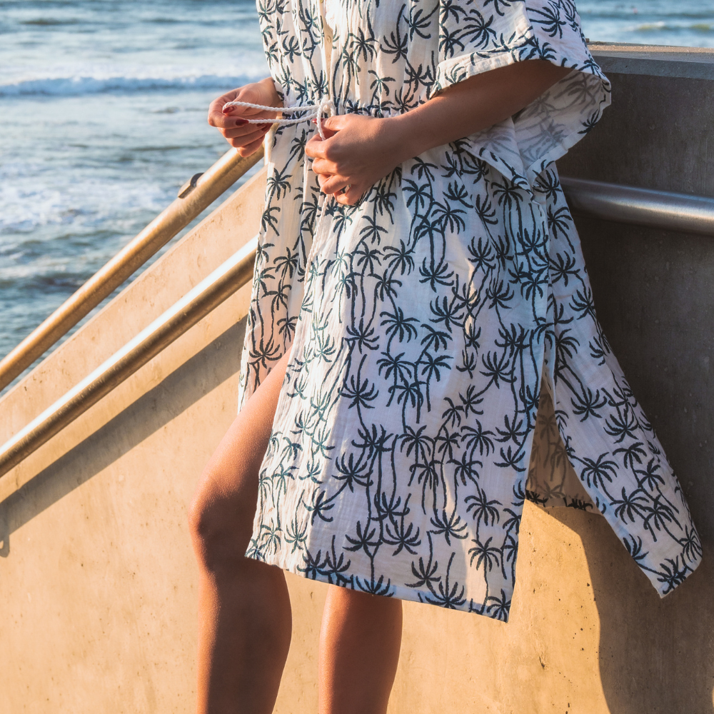 Splendid - The Tropic Veil Coverup - Cream/Teal Palms
