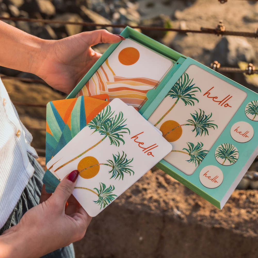 Studio Oh - The Sunny Hello Note Card Set with Stickers