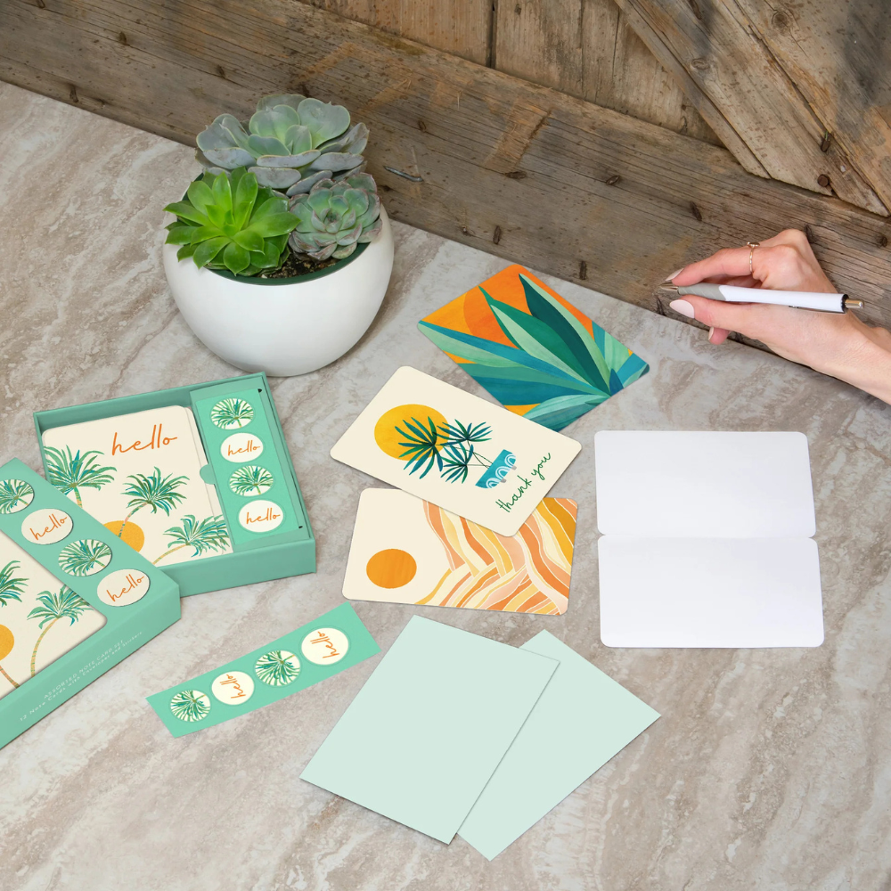 Studio Oh - The Sunny Hello Note Card Set with Stickers