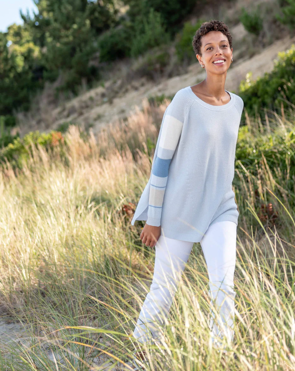 MerSea - Camden Striped Sweater - Sky Blue/White (Add-On)