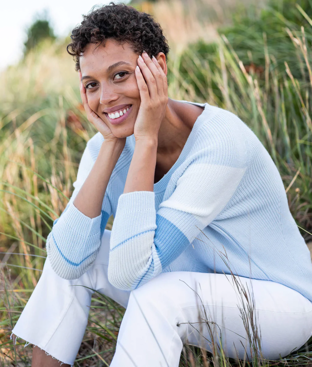 MerSea - Camden Striped Sweater - Sky Blue/White (Add-On)