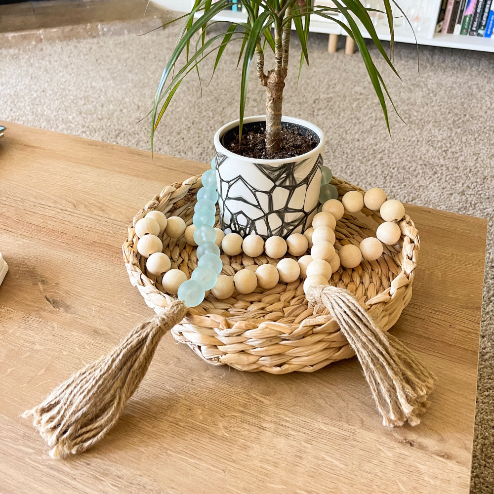Primitives by Kathy - Wood and Sea Glass Garland