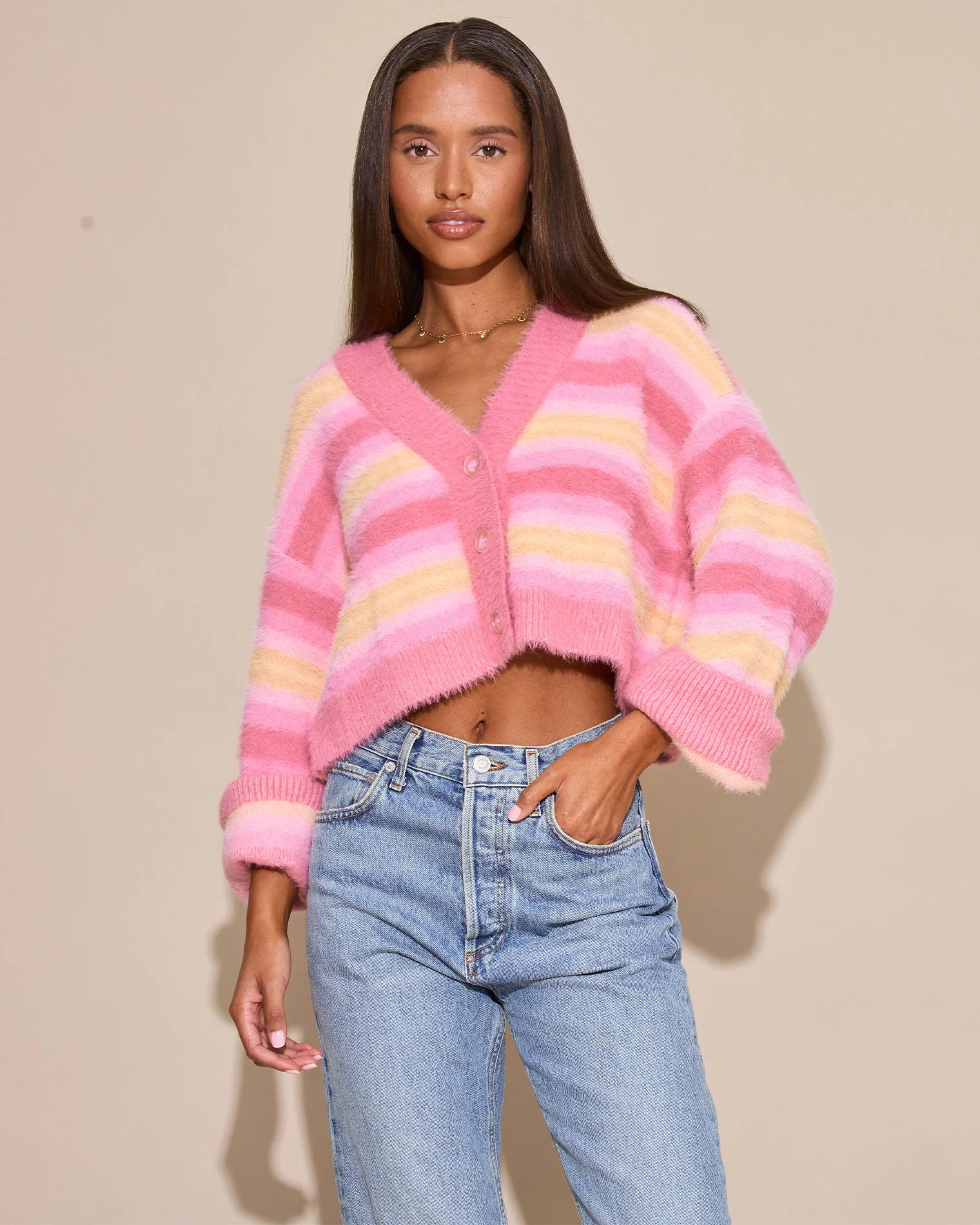 L Space - Daybreak Cardigan - Daybreak Stripe