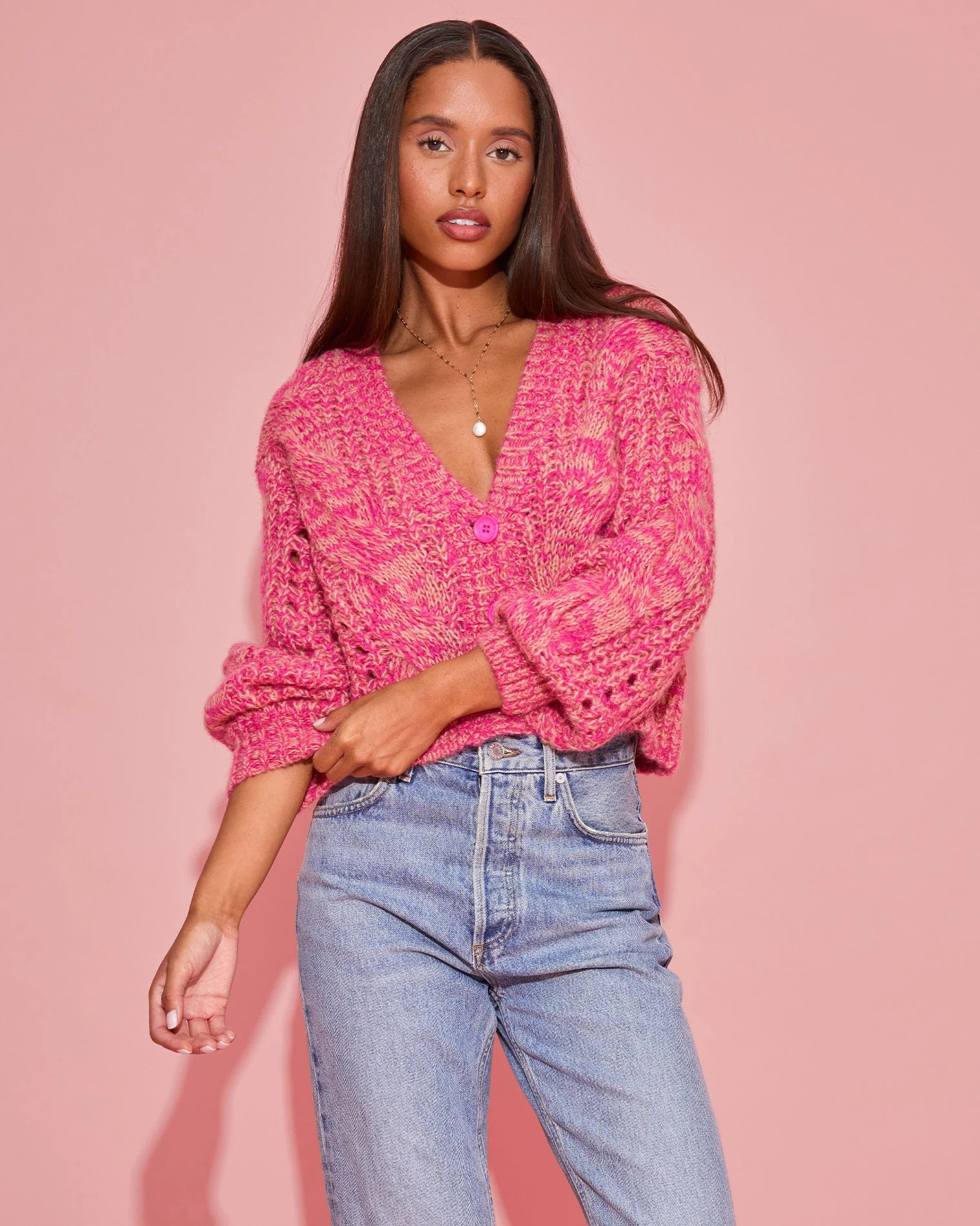 L Space - Strawberry Fields Cardigan - Strawberry Marl