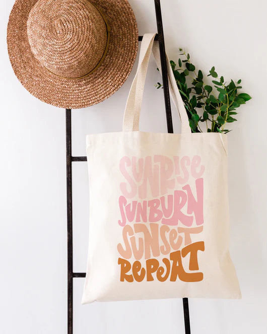 The Cotton & Canvas Company - Sunrise Sunburn Sunset Repeat Cotton Canvas Tote Bag (Add-On)
