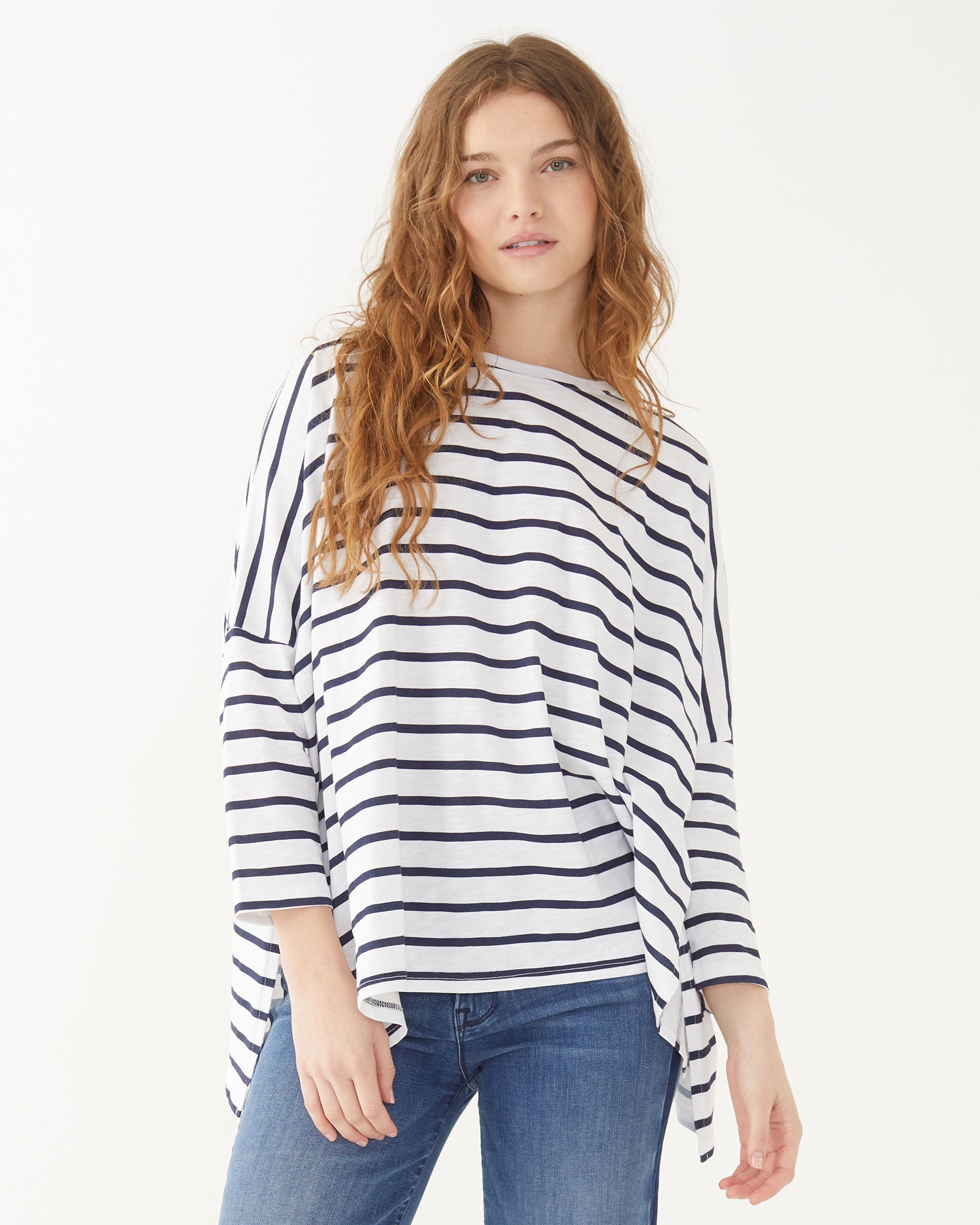 Mersea - Catalina Slub Tee - White/Navy Stripes - Beachly