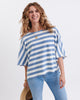 Mersea - Captiva Terry Slouch Tee - Ocean/White Stripe