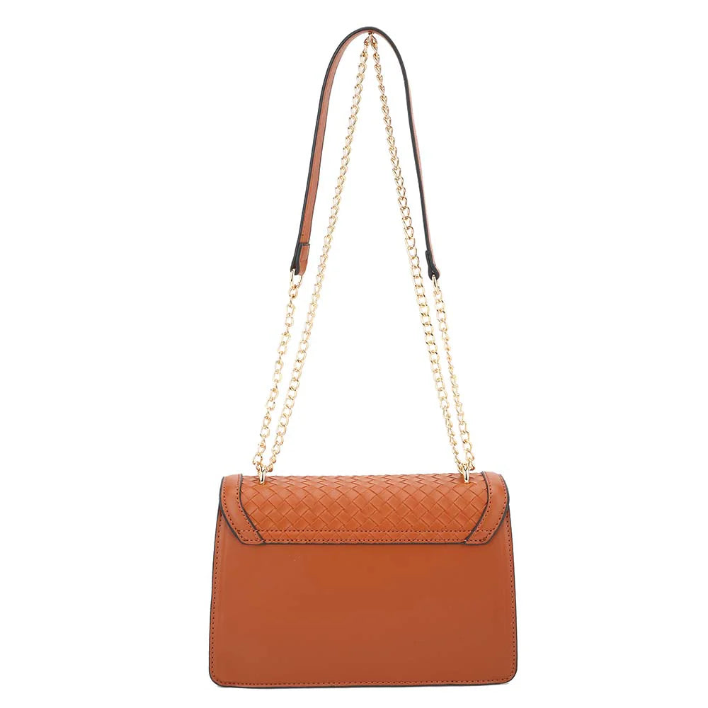 Kayla Ava Shoulder Bag With Chain Strap (Cognac)
