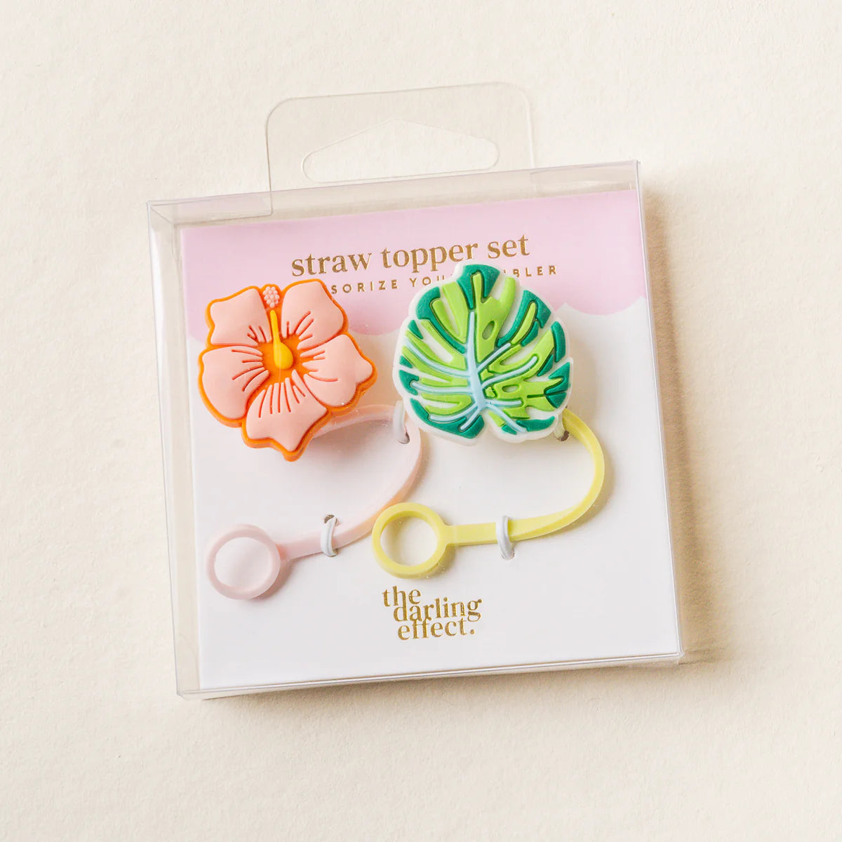 The Darling Effect - Tropical Hibiscus Straw Topper Set