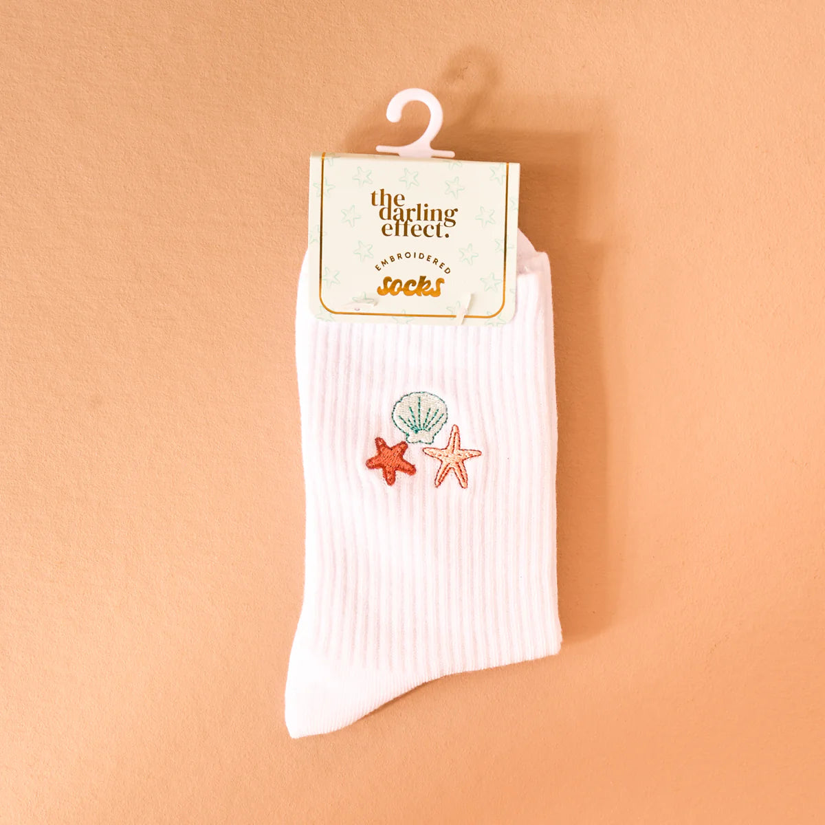 The Darling Effect - Seashells Embroidered Crew Socks