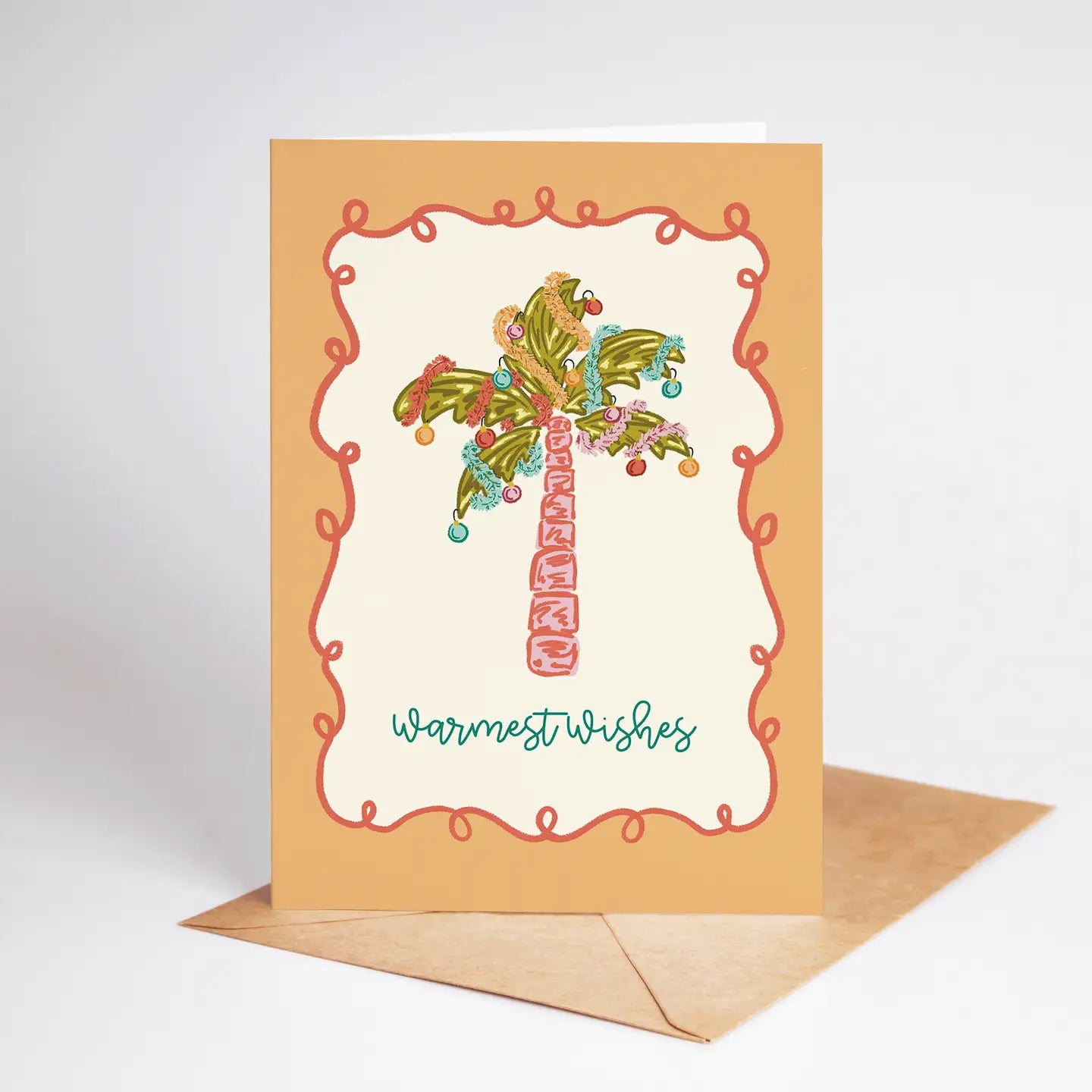 The Shelley Society - Warmest Wishes Palm Tree Beach Coastal Holiday Greeting Card