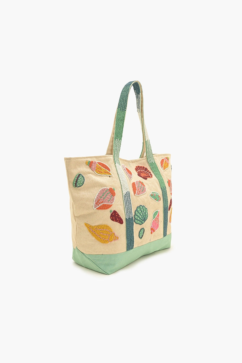 America & Beyond - Sea Shell Beaded Boat Tote