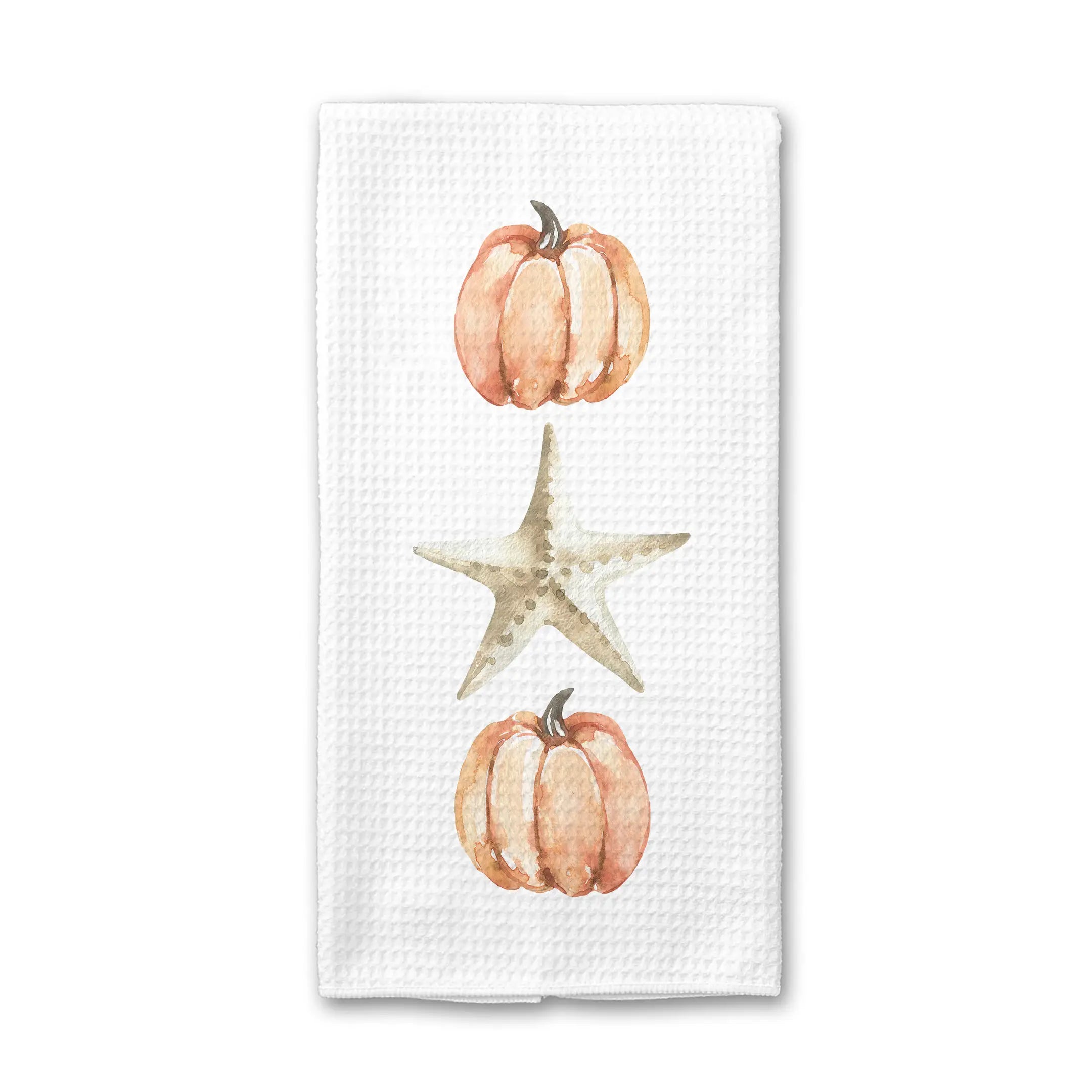 Canary Road - Orange Pumpkins & Starfish Kitchen Towel