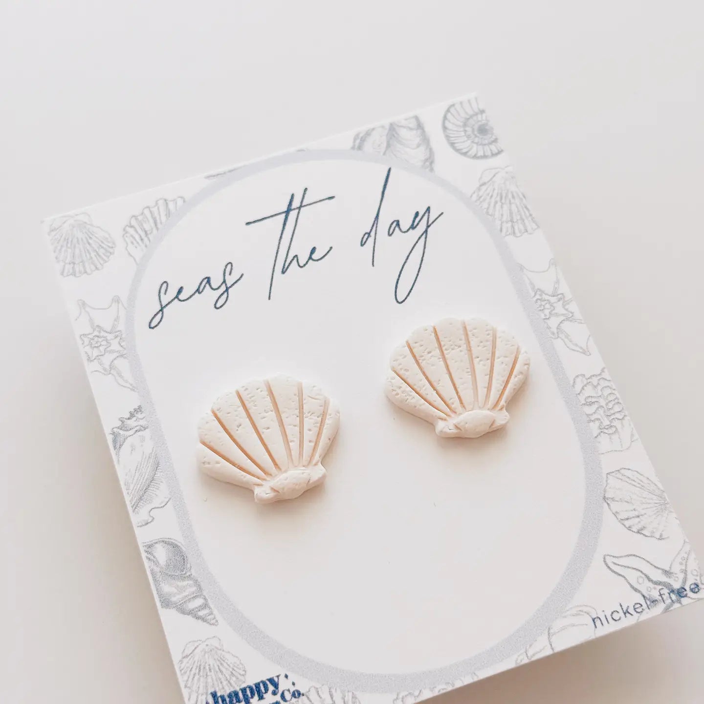 White Shell Clay Studs