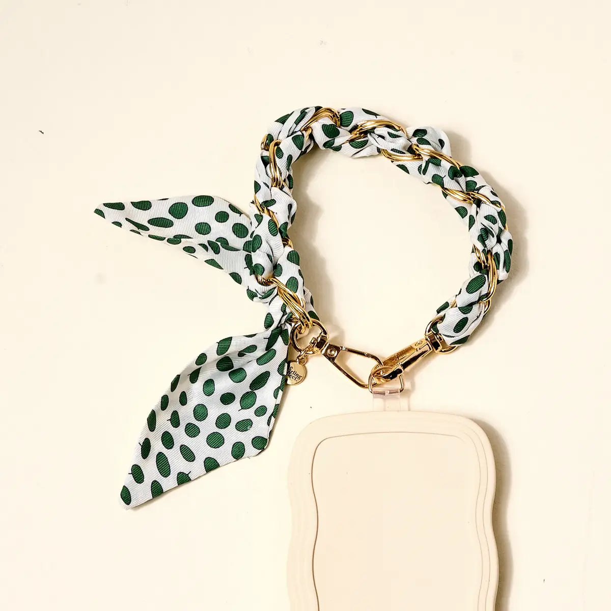 The Darling Effect - Call Me Later Phone Scarf–Olive Dot