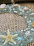 Sea Dreams Coastal Art - Aqua Glass Seashell Wreath Christmas Ornament with Starfish