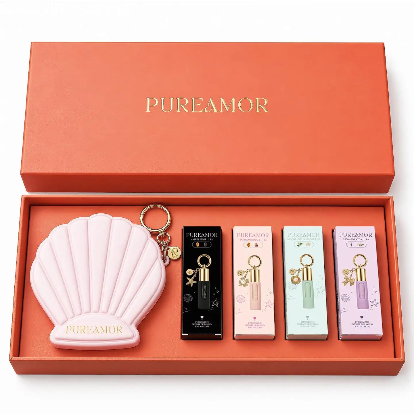 Pureamor - Quartet + Shell Wallet Roll-On Best Sellers Keychain Gift Set 6ml
