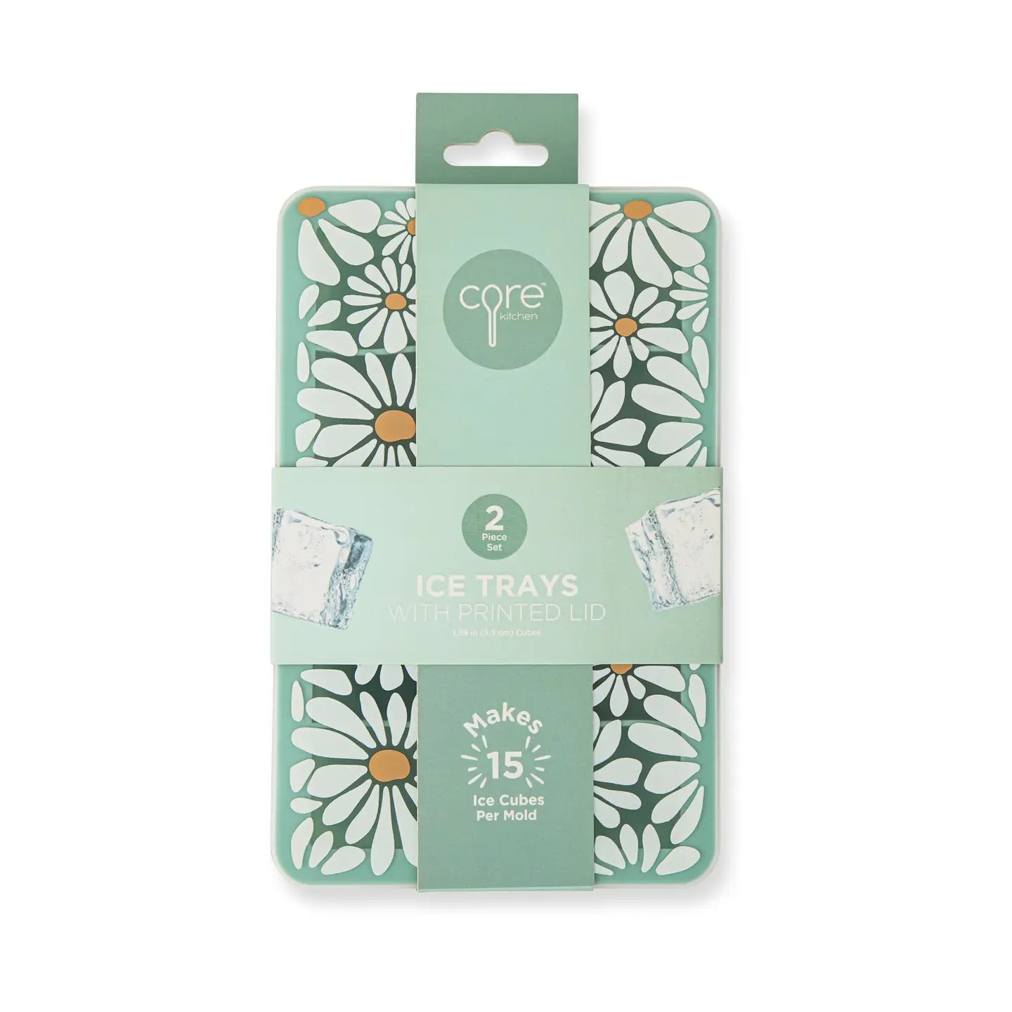 2pk Printed Lid/Cube Ice Tray - Daisy