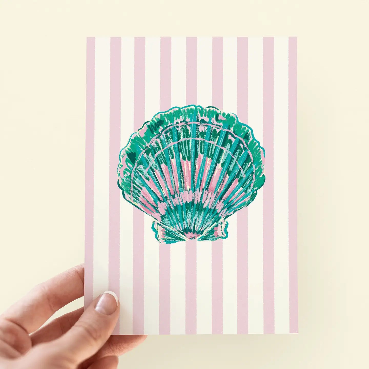 The Shelley Society - Colorful Seashell Beach Coastal Striped Greeting Card