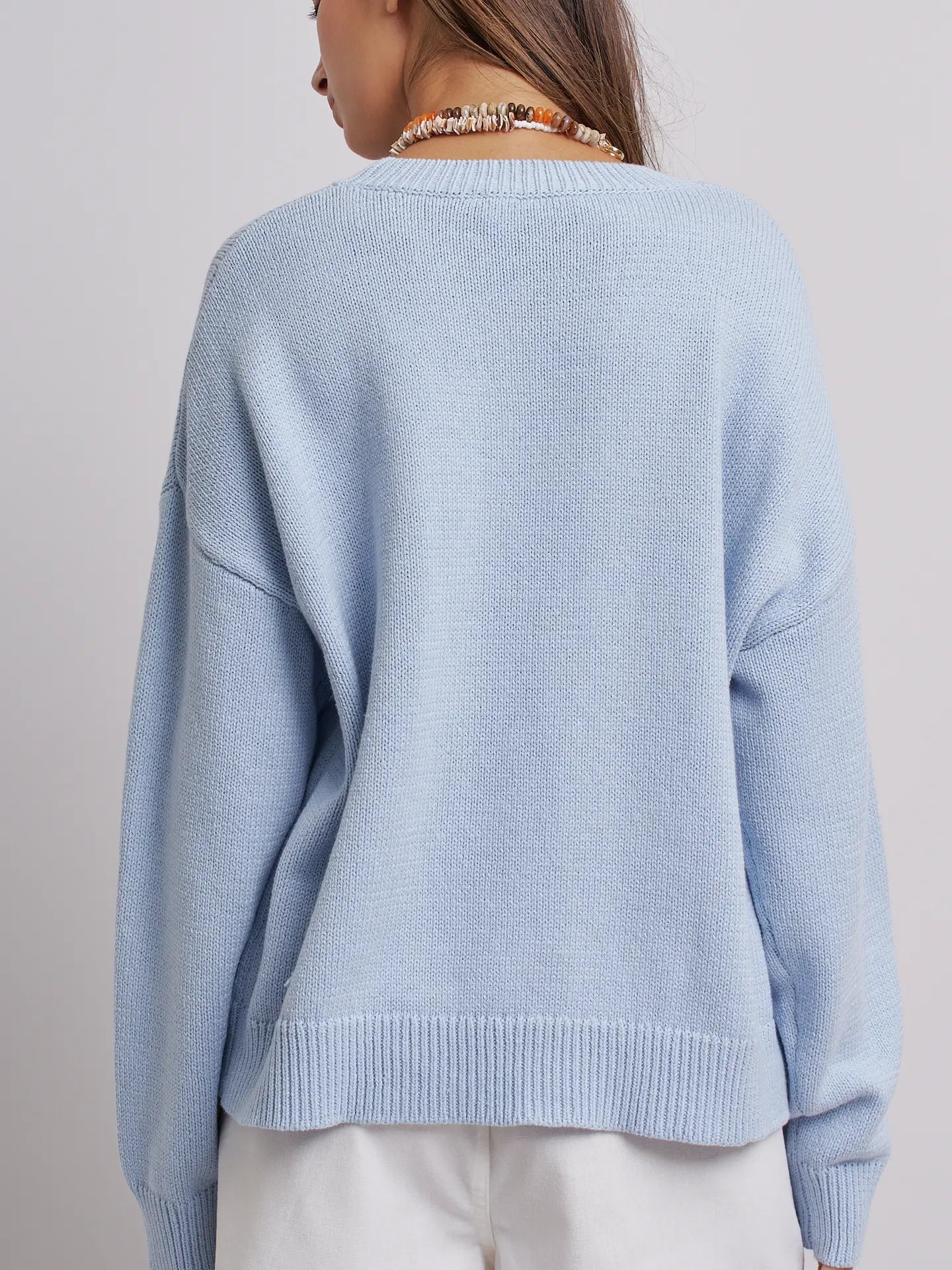 Seaside Sardine Oversized Summer Knit Sweater - Blue