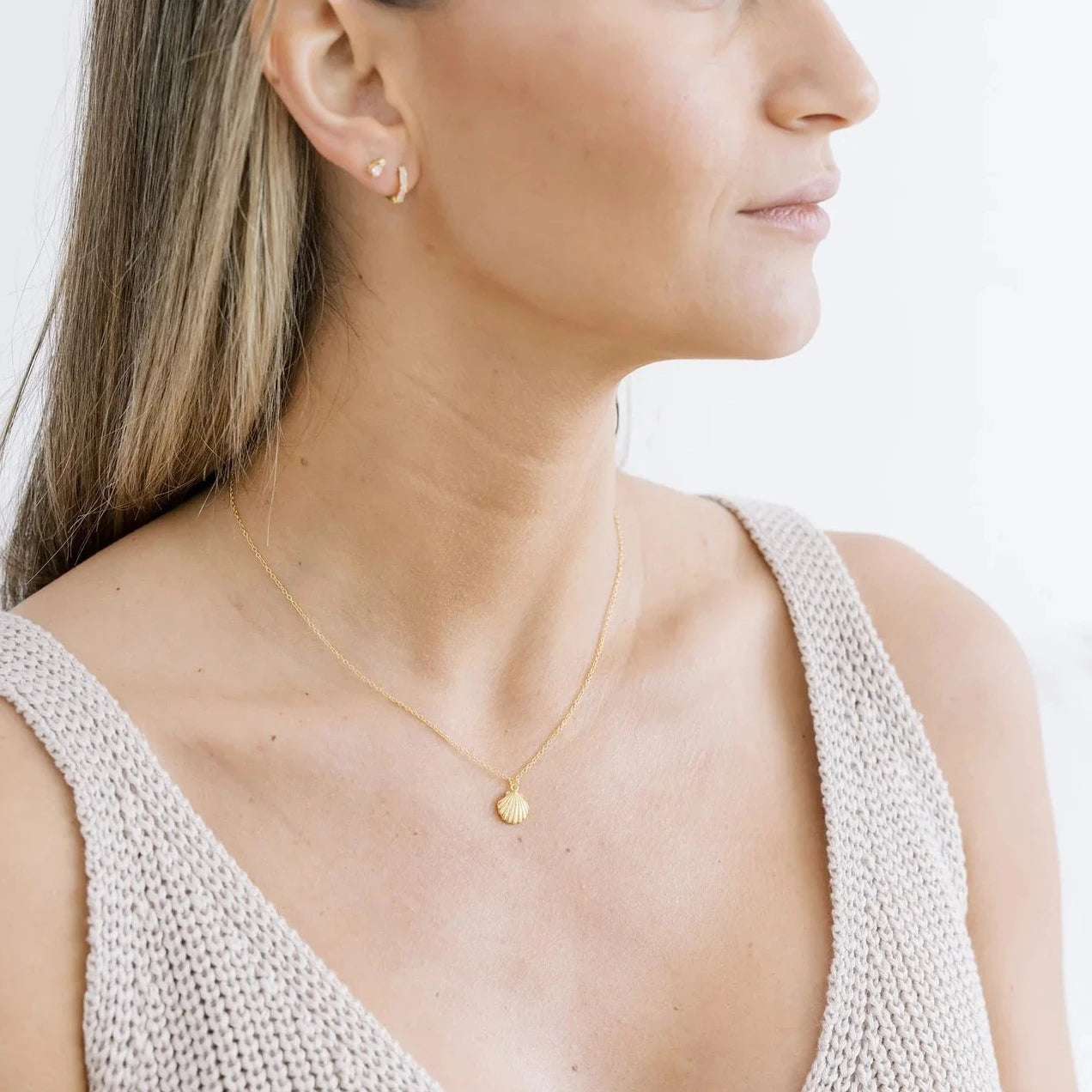 Coast + Cove - Gold Scallop Necklace (Add-On)