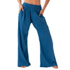 Lotus and Luna - Cobalt Wide Leg Cotton Pants with Pockets