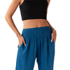 Lotus and Luna - Cobalt Wide Leg Cotton Pants with Pockets