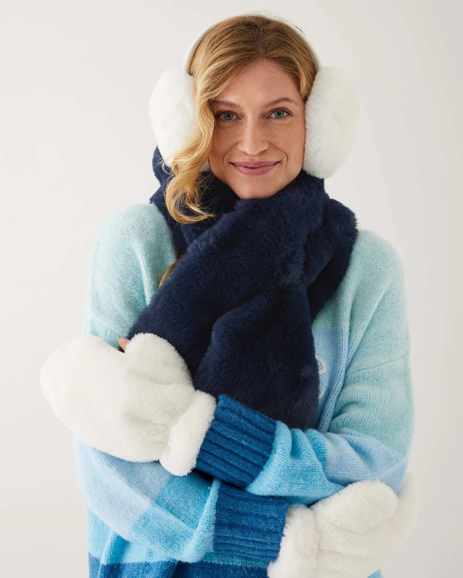 MerSea - Cozy Cabin Faux Fur Scarf - Oxford Blue (Add-On)