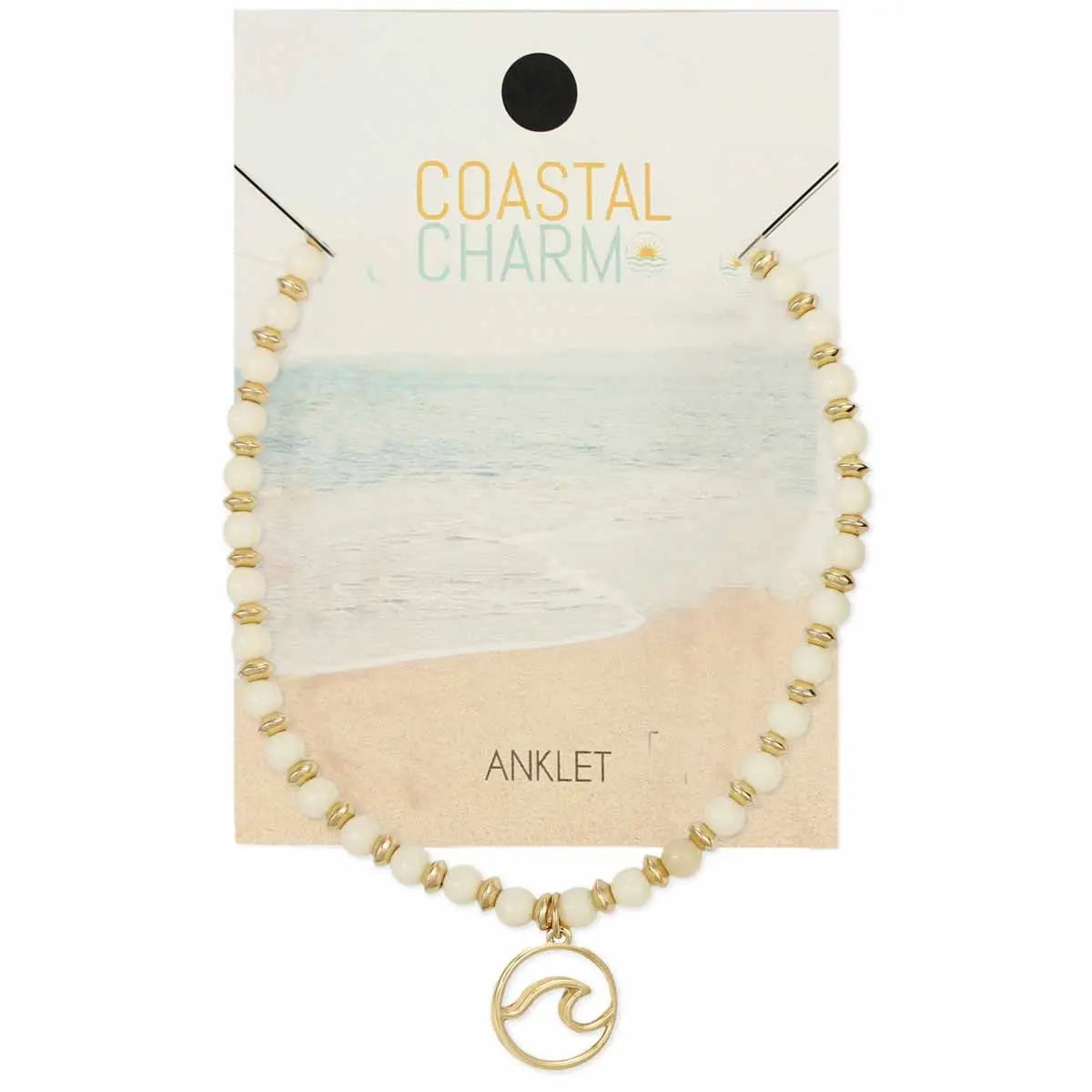Zad - Coastal Charm Wave White Bead Anklet