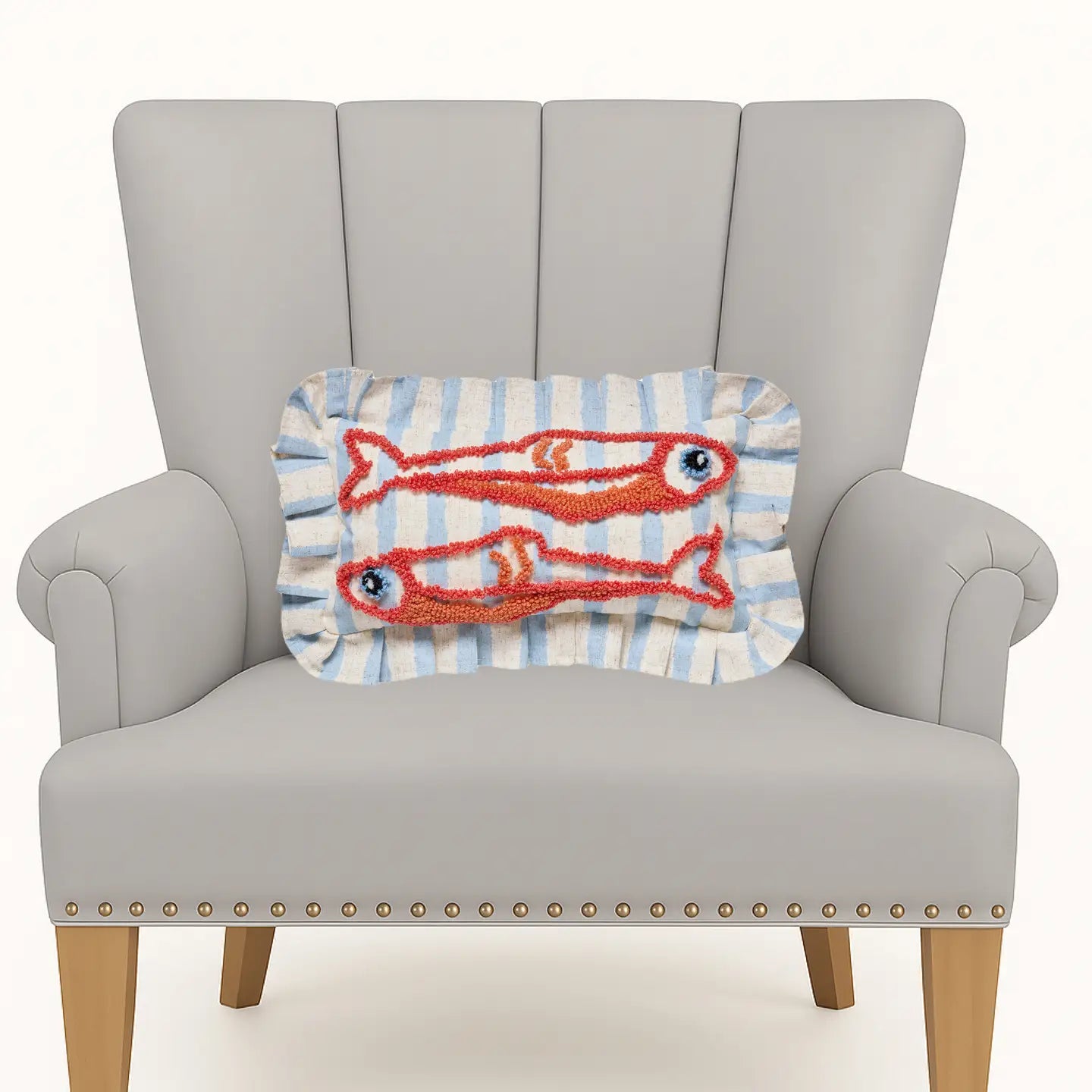 Peking Handicraft - Coastal Sardines Tufted Hook Pillow